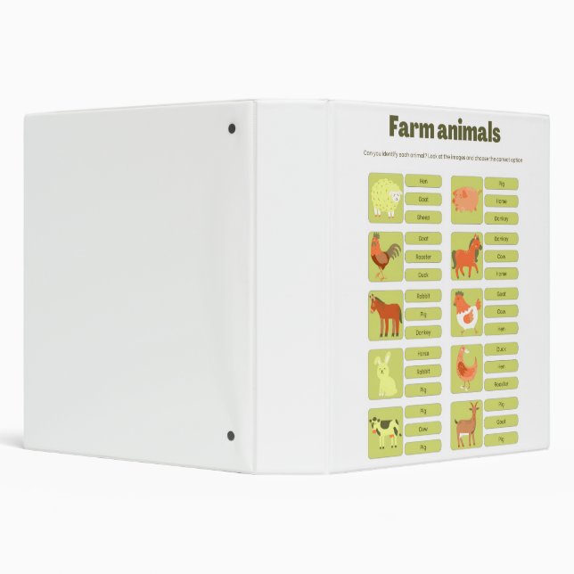 Farm Animals Identification Educational Worksheet Binder (Background)