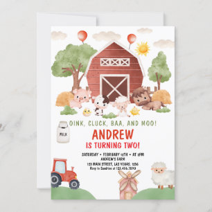 Farm Animals Kids Birthday Invitation