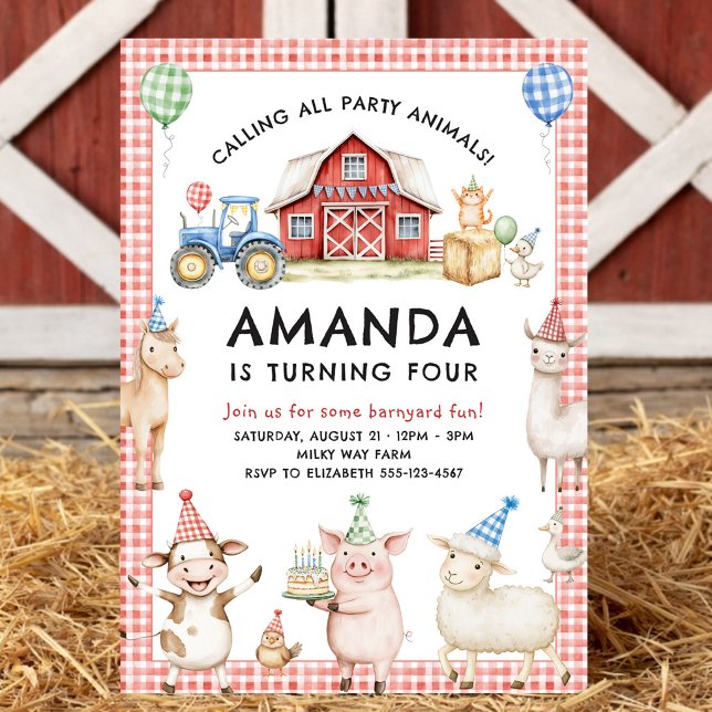 Farm Animals Kids Birthday Invitation (Créateur téléchargé)