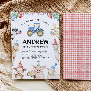 Farm Animals Kids Birthday Invitation