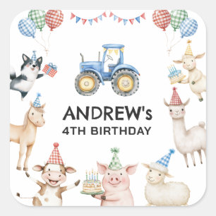 Farm Animals Kids Birthday Party Favor Stickers