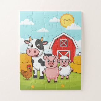 Farm Animals Kids Puzzle | Cute Cow Pig Sheep Chic