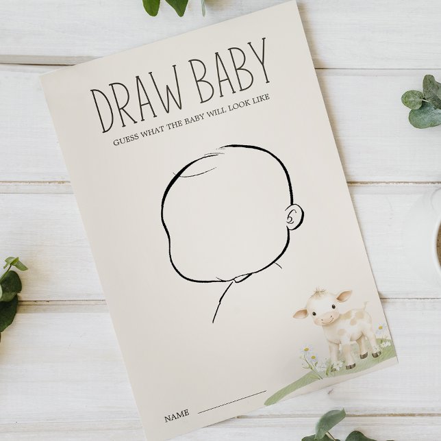 Farm Animals Meadow Baby Shower Draw Baby Game Flyer (Creator Uploaded)