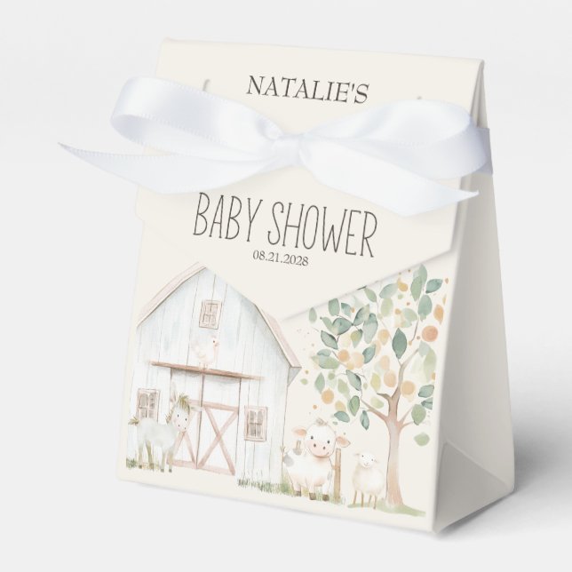 Farm Animals Meadow Friends Baby Shower Favor Box (Front Side)