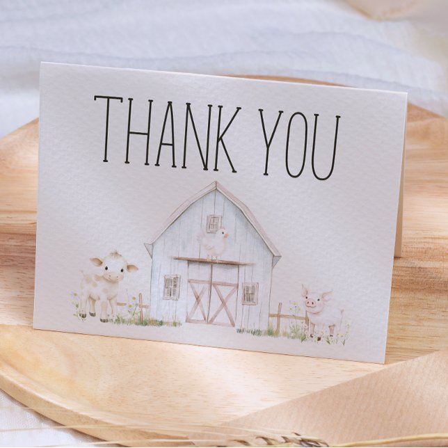 Farm Animals Meadow Friends Baby Shower Thank You Card (Creator Uploaded)