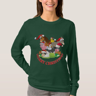 Farm Animals Merry Christmas CUSTOMIZE SENTIMENT T-Shirt