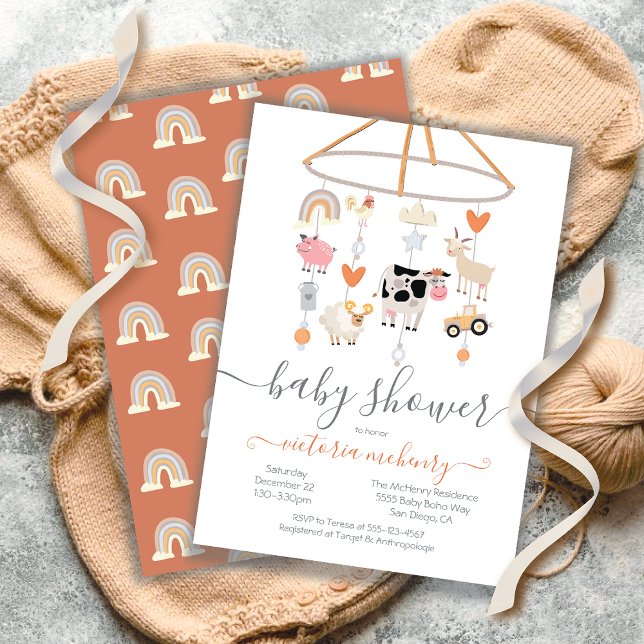 Farm Animals Mobile Baby Shower Invitation (Creator Uploaded)