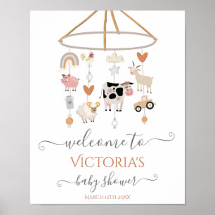 Farm Animals Mobile Baby Shower Welcome Sign