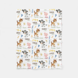 Farm Animals Name Repeat Blanket   30x40 Fleece