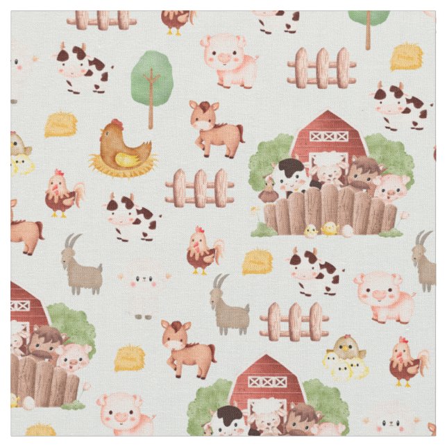 Farm Animals on Marian Blue Fabric (Close Up)