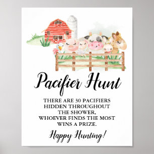 Farm Animals Pacifier hunt Baby Shower game sign