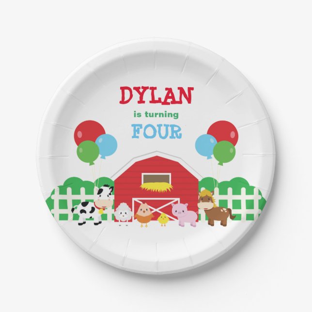 Farm Animals Paper Plate (Front)