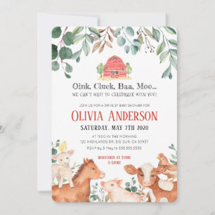 Farm Animals Parade Baby Shower Invitation