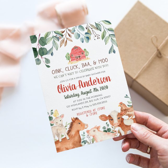 Farm Animals Parade Baby Shower Invitation (Creator Uploaded)