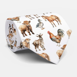 Farm Animals Pattern Neck Tie