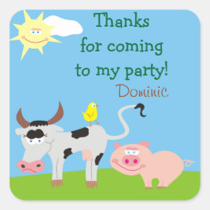 Farm Animals Personalized Thank You Stickers