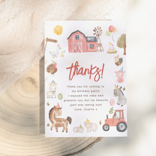 Farm Animals Photo Birthday Thank You Card