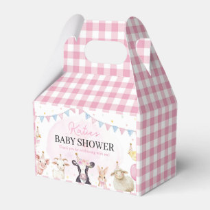 Farm Animals Pink Baby Shower Favor Box