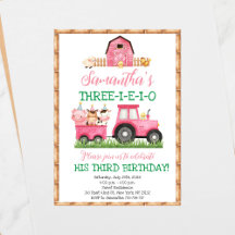 Farm Animals Pink Girl Barnyard Birthday Party
