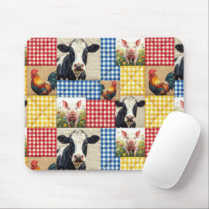Farm Animals Quilt Pattern Mouse Pad