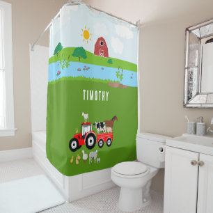 Farm Animals & Red Tractor Barnyard Custom Name