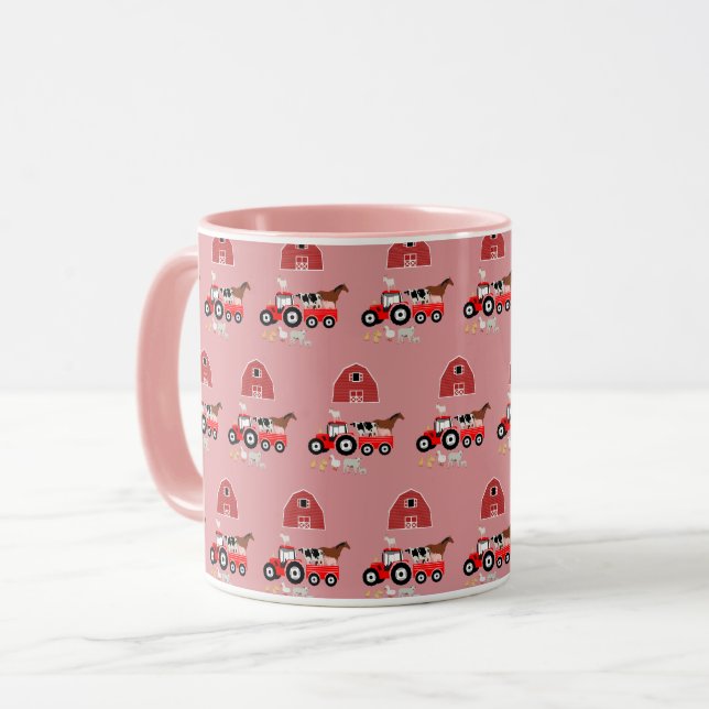 Farm Animals & Red Tractor Barnyard Girls Mug (Front Left)