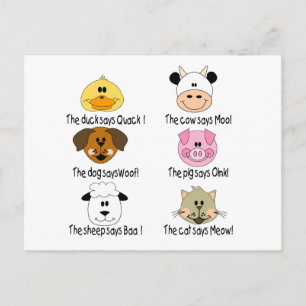 Farm Animals Sounds Postcard