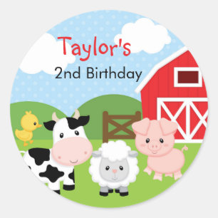 Farm Animals Stickers - Boy Birthday Party Favour