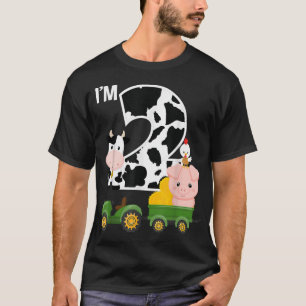 Farm Animals Tractor 2nd Birthday 2 Year Old Birth T-Shirt