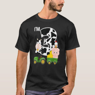Farm Animals Tractor 3rd Birthday 3 Year Old Birth T-Shirt