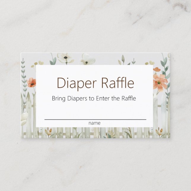 Farm Animals Tractor Diaper Raffle Card  (Front)
