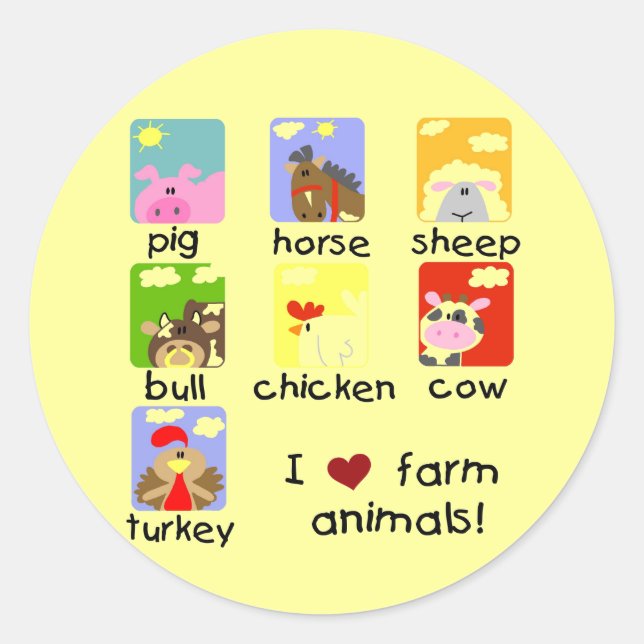 Farm Animals Tshirts and Gifts Classic Round Sticker (Front)