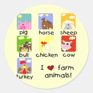Farm Animals Tshirts and Gifts Classic Round Sticker