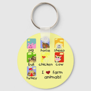 Farm Animals Tshirts and Gifts Keychain