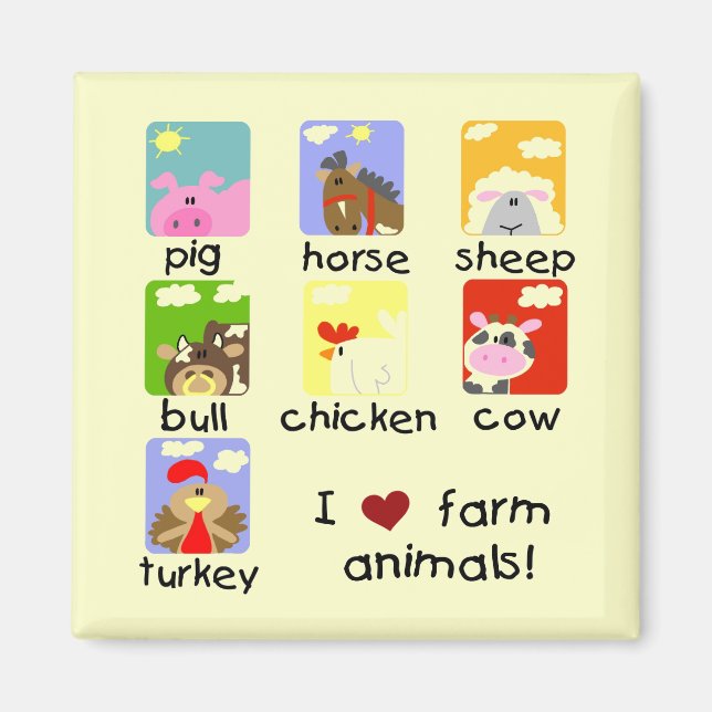 Farm Animals Tshirts and Gifts Magnet (Front)