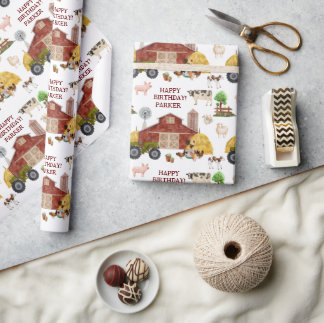 Farm Animals Watercolor Baby Farm Animals  Wrapping Paper