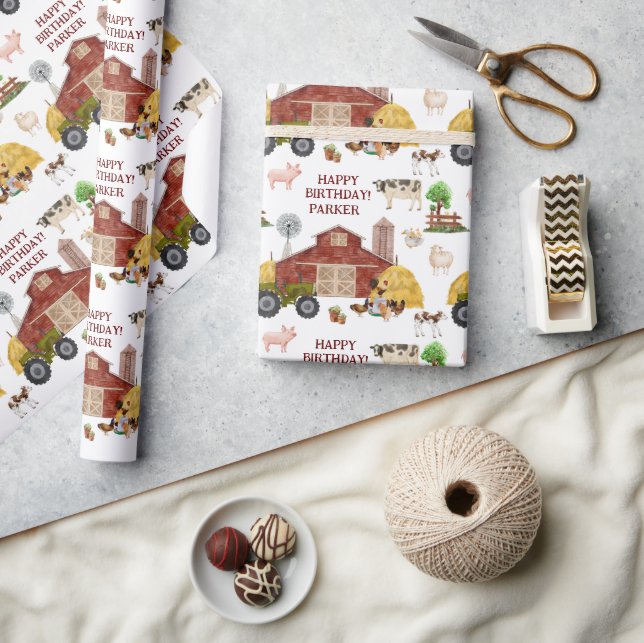 Farm Animals Watercolor Baby Farm Animals  Wrapping Paper (Crafts)