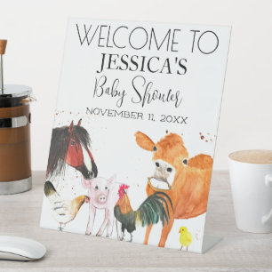 Farm Animals Watercolor Baby Shower Welcome Sign