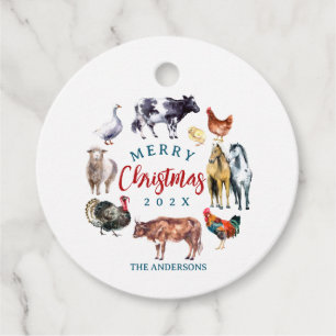Farm animals watercolor country decor favour tags