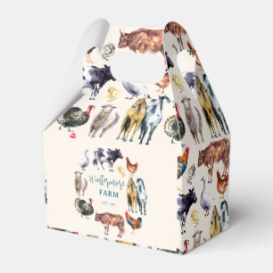 Farm animals watercolor farm business ivory favor box