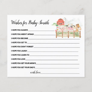 Farm Animals Wishes for Baby Shower card