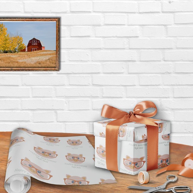 Farm Animals Wrapping Paper (Farm Animal Birthday Wrapping Paper Pig Pattern)