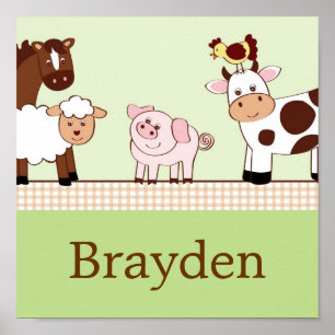 Farm Babies Animals Personalized Name Art Print