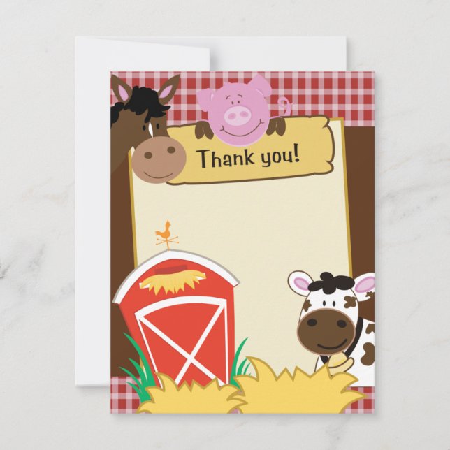Farm Babies Writable Flat Thank you Card (Front)