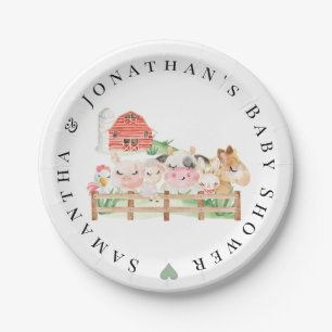 Farm Baby Animals Baby Shower Paper Plate