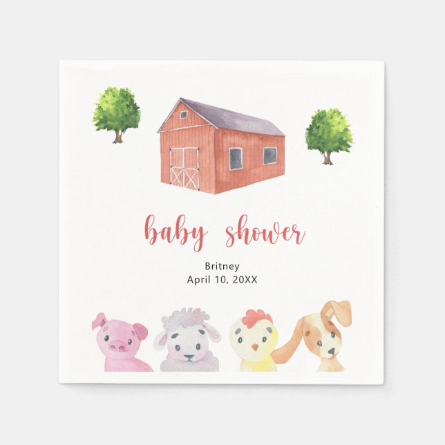 Farm baby shower - baby shower napkin (Front)
