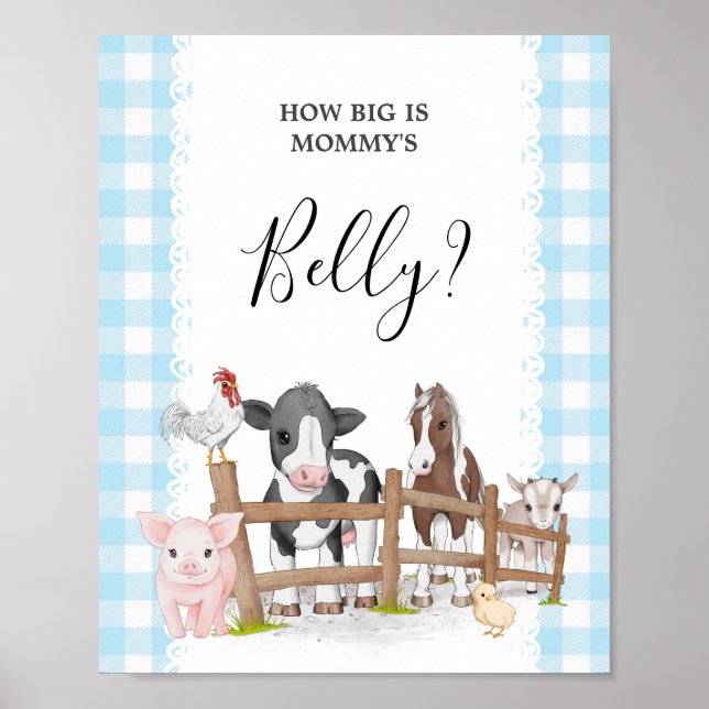 Farm Baby Shower Guess How Big is Mommy's Belly Poster (Front)