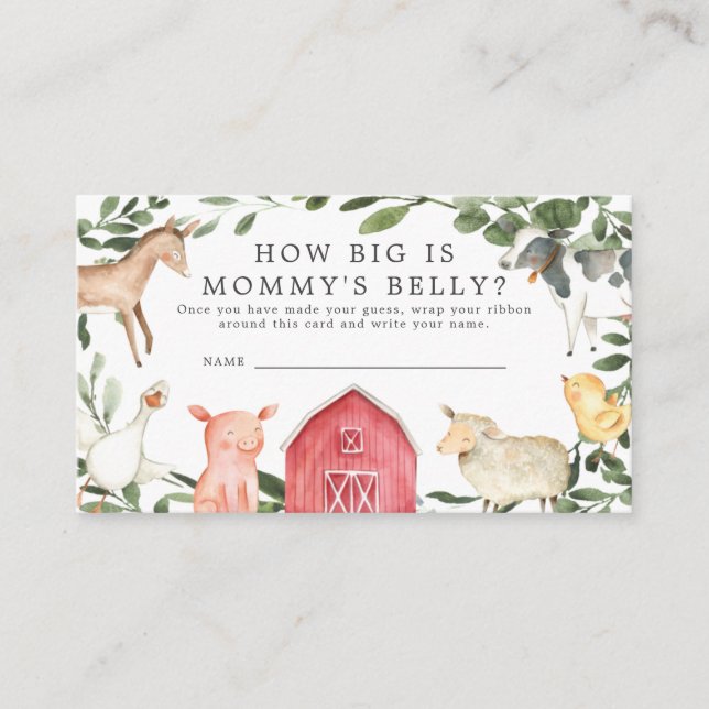 Farm Baby Shower How Big is Mommy's Belly Card (Front)