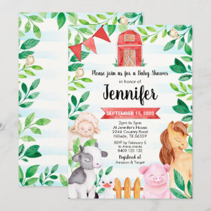 Farm Baby Shower Invitation Farm Animals Shower