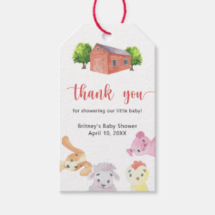 Farm baby shower - thank you gift tags